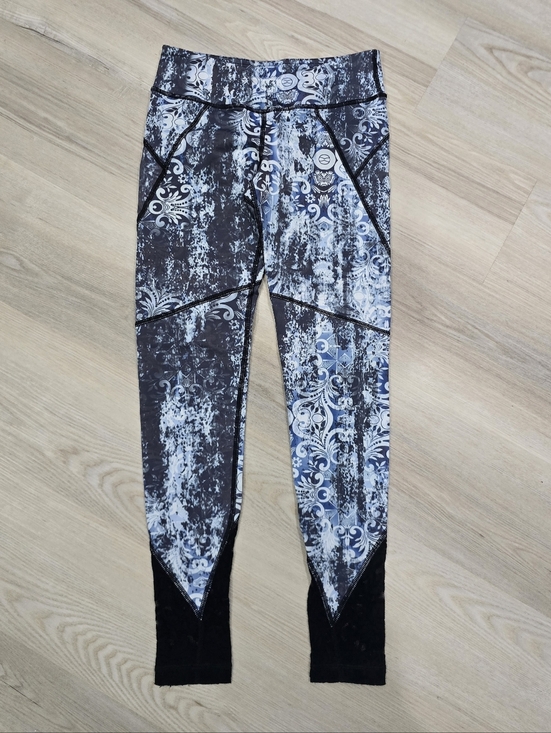 Vimmia Pants - Vimmia VM MV Leggings Women Blue Grey Damask Print Lace Ankle Panels Small NWOT